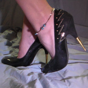 vintage metal heel pumps similar to wild pair!